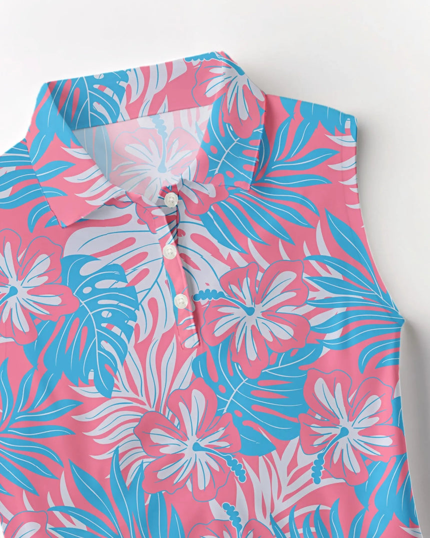 Pink Palms - Sleeveless Polo
