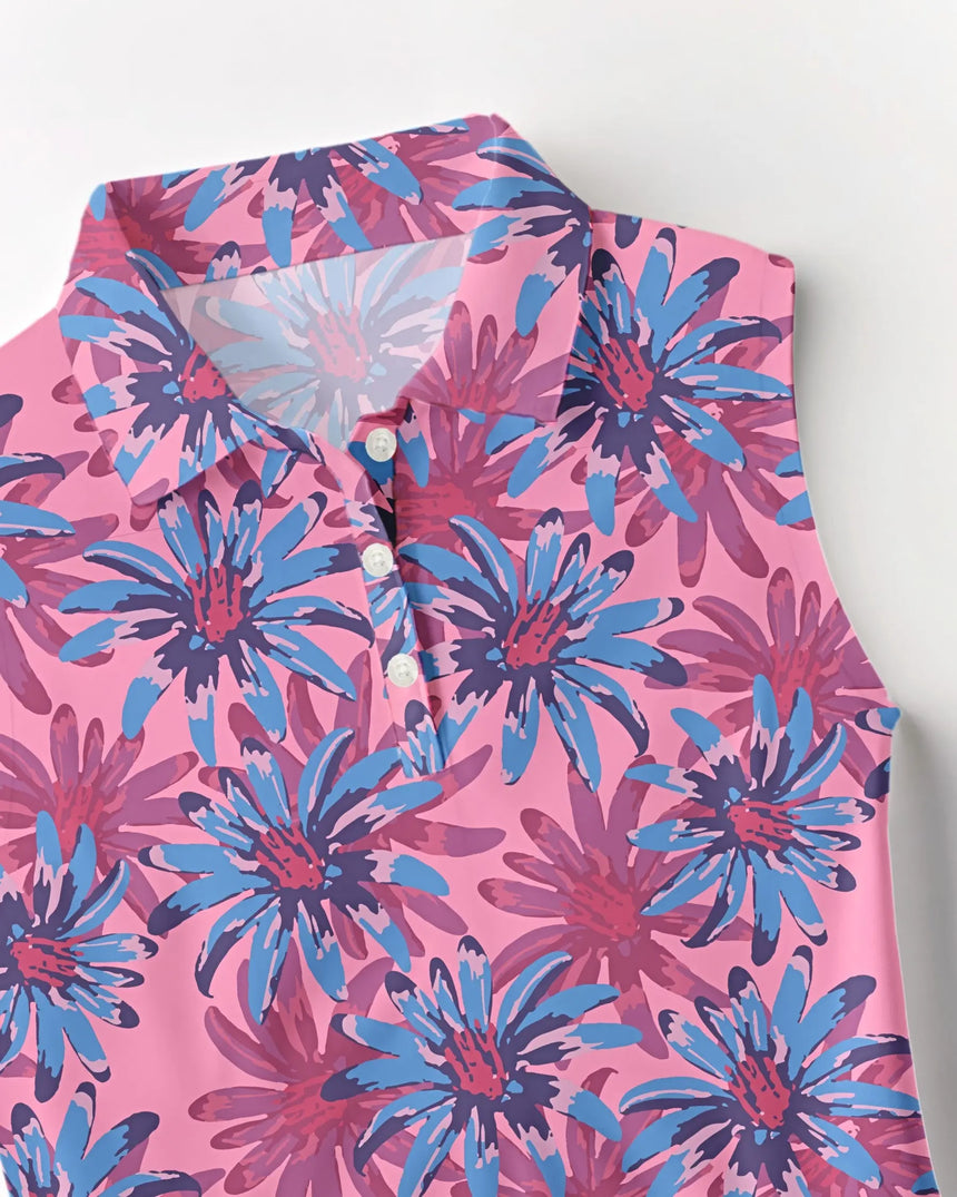 Tropical Bloomscape - Sleeveless Polo