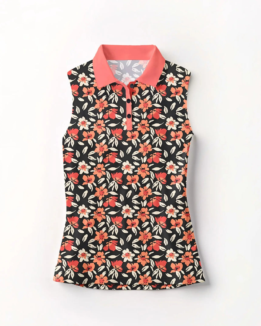 Coral Swing Floral - Sleeveless Polo