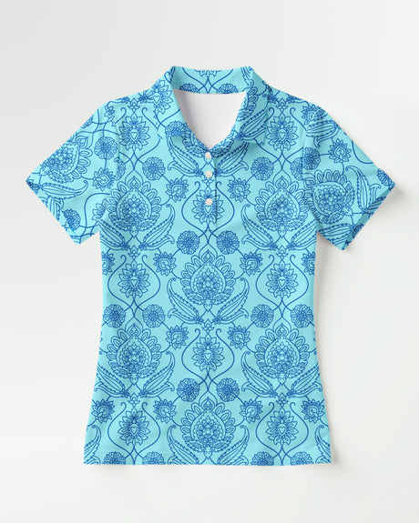 Blue patterned shirt on a white background