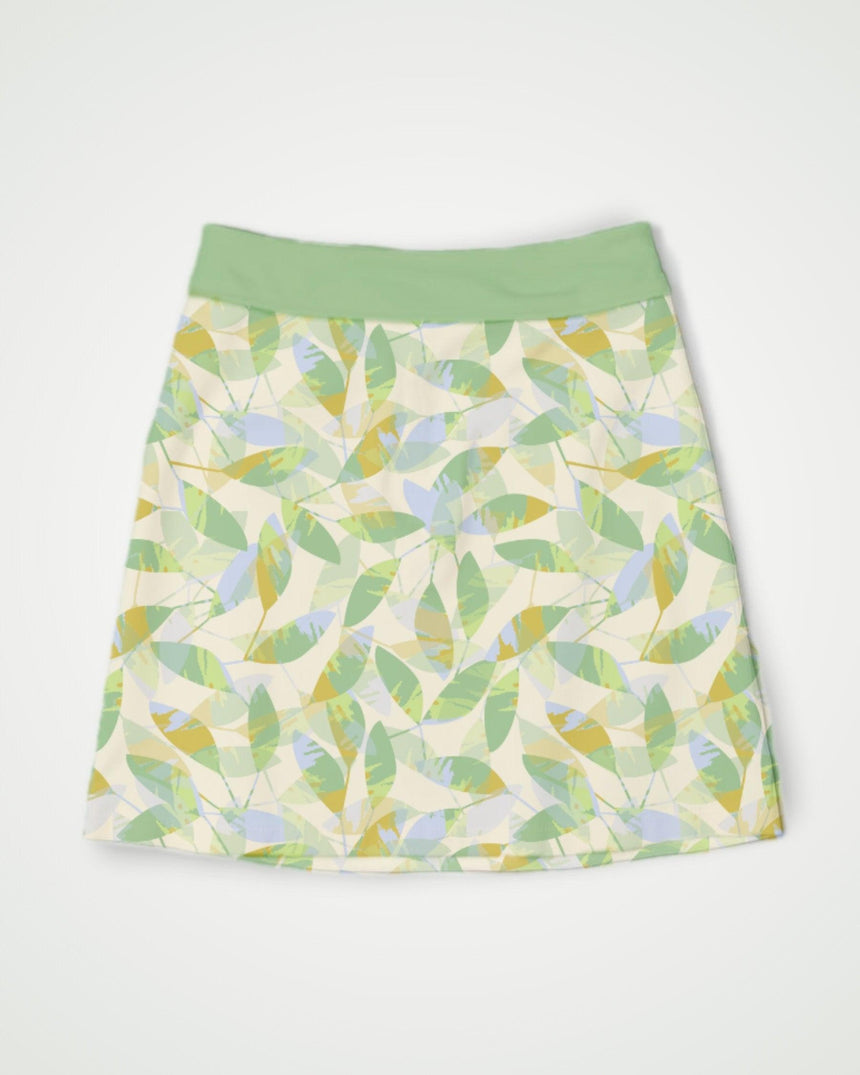 Golf skirt with leaf pattern on a light gray background